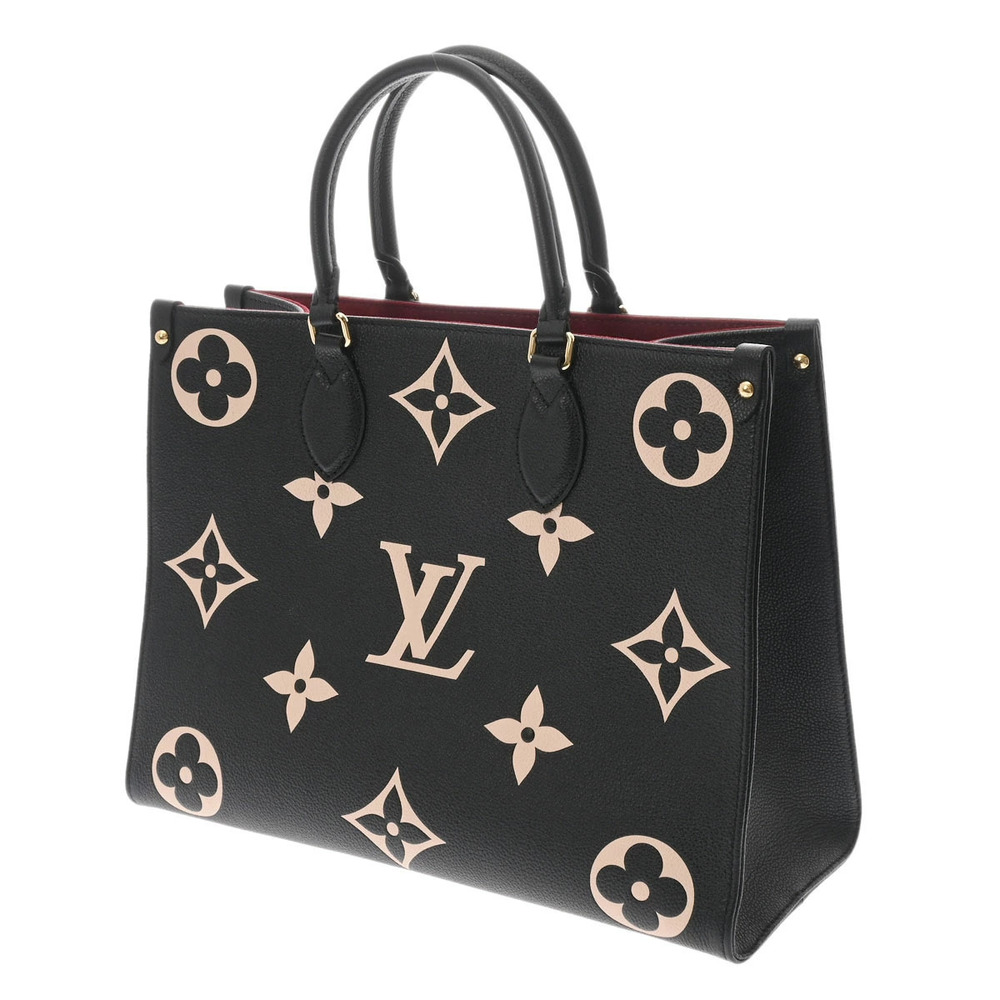Louis Vuitton Black Bag OnTheGo Leather Monogram Empreinte Beige Black Tan